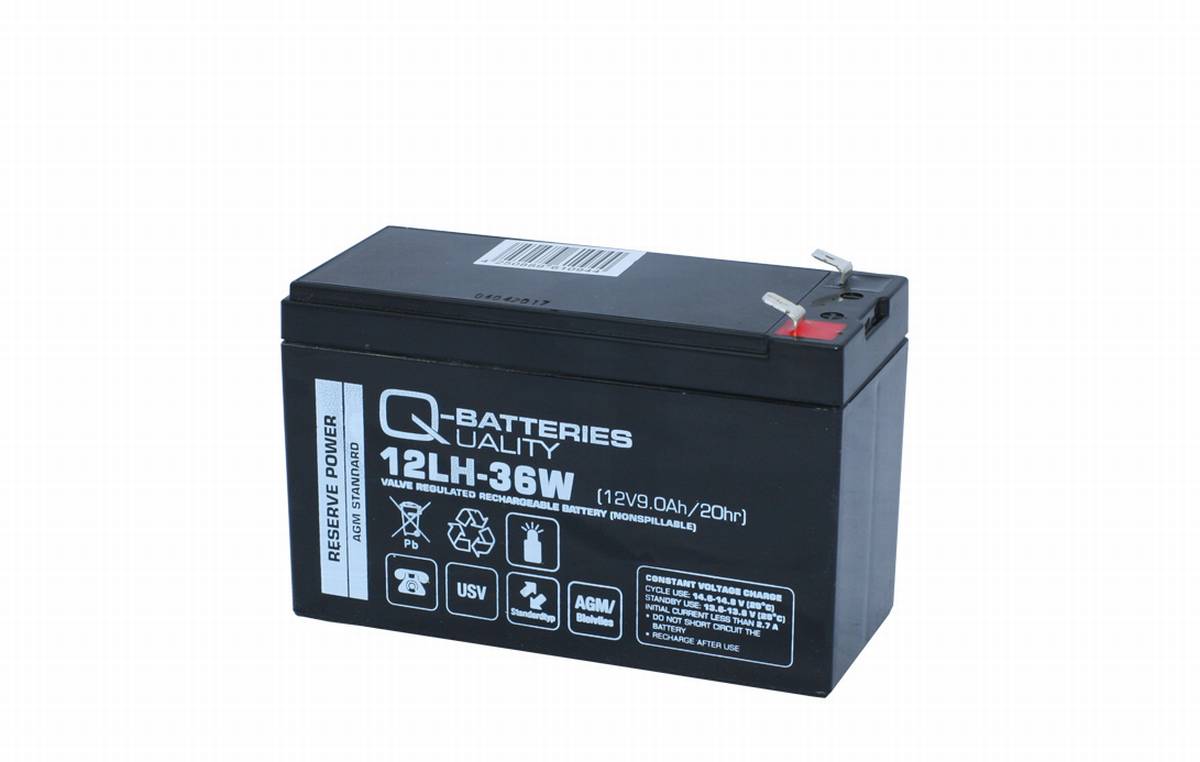 Q-Batteries 12LH-36W 12V 9Ah Lead-Fleece Battery AGM High Current UPS