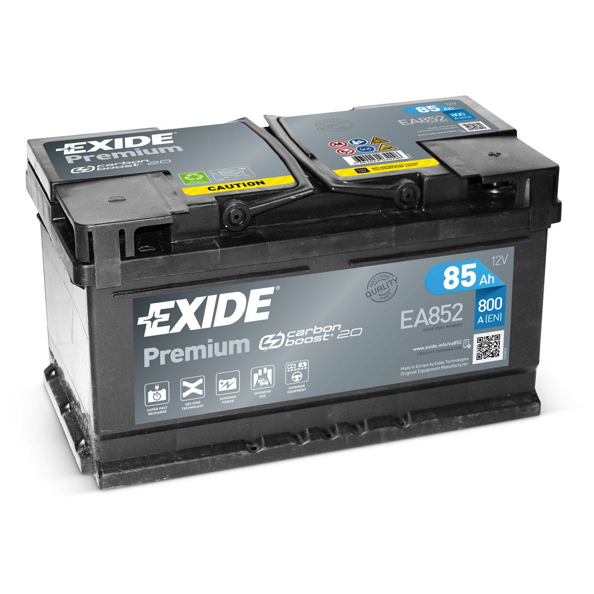 Batteria per auto Exide EA852 Premium Carbon Boost 12V 85Ah 800A