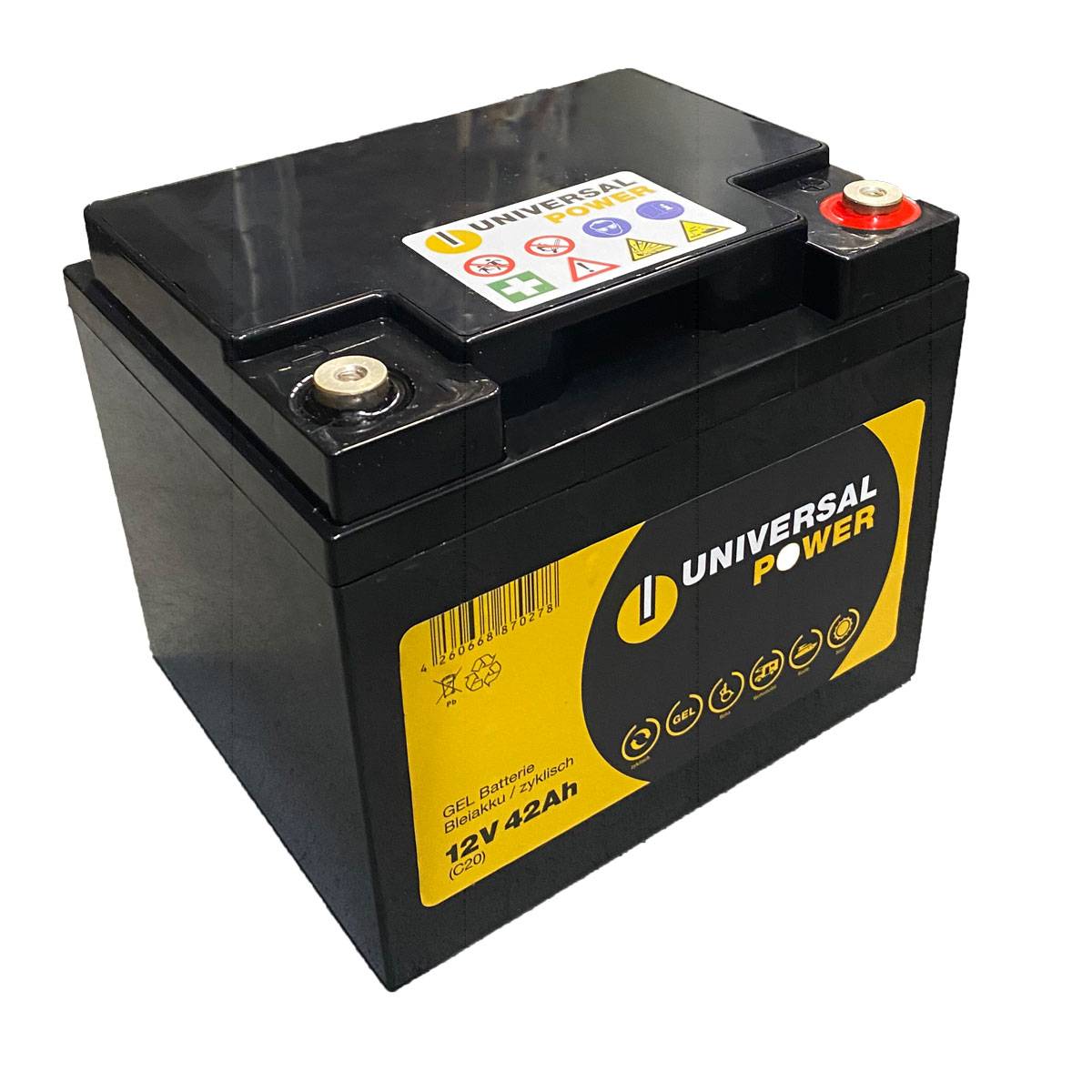 Universal Power UPG12-42 12V 42Ah (C20) Batteria Gel senza manutenzione, ciclica