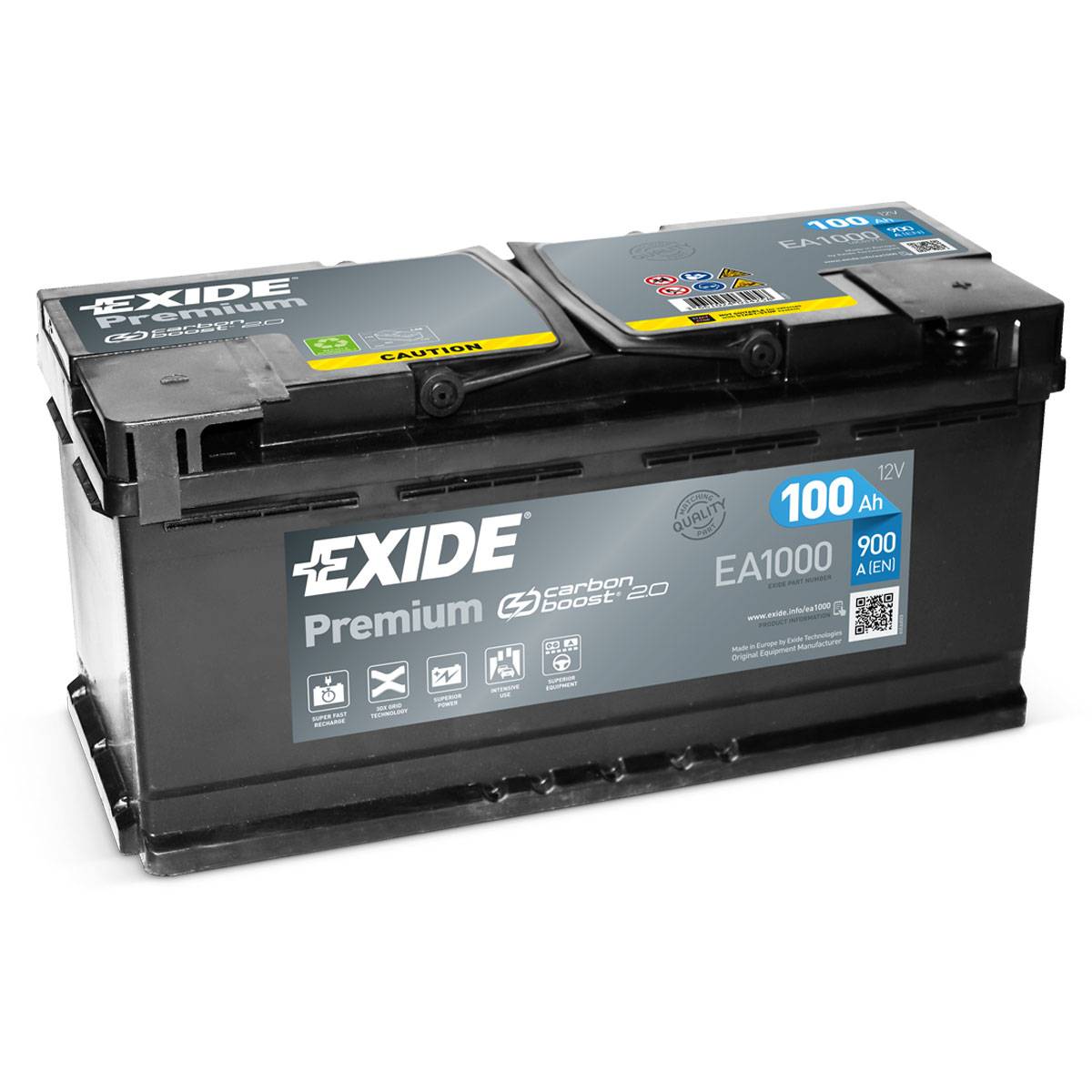 Batteria per auto Exide EA1000 Premium Carbon Boost 12V 100Ah 900A