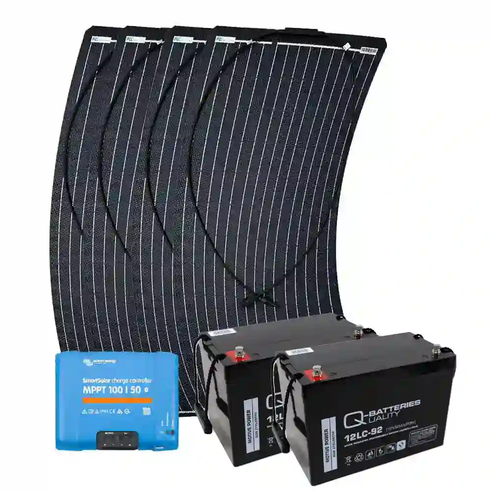 Kit Fotovoltaico Pro 150W 12V con pannello, regolatore e batteria