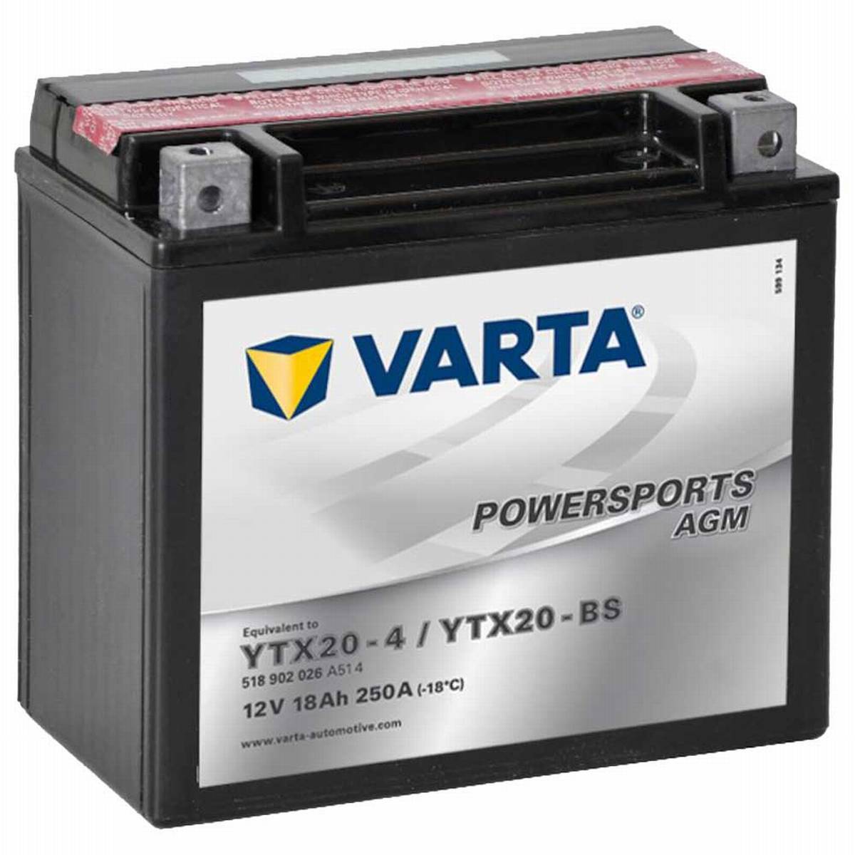 Varta YTX20-4 Powersports AGM batteria moto YTX20-BS 12V 18Ah 250A 518902026