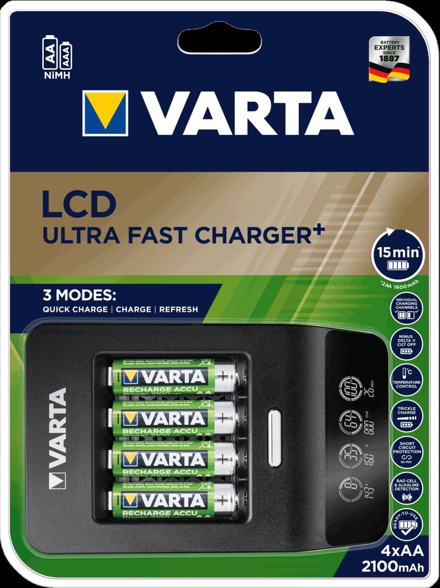 Varta Charger 2100mAh LCD Ultra Fast Charger+ incl. 4x AA 56706