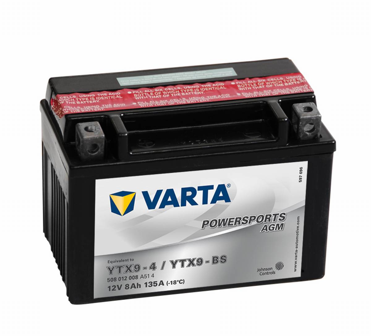 Varta Powersports AGM YTX9-4 Batteria moto YTX9-BS 508012008 12V 8Ah 135A