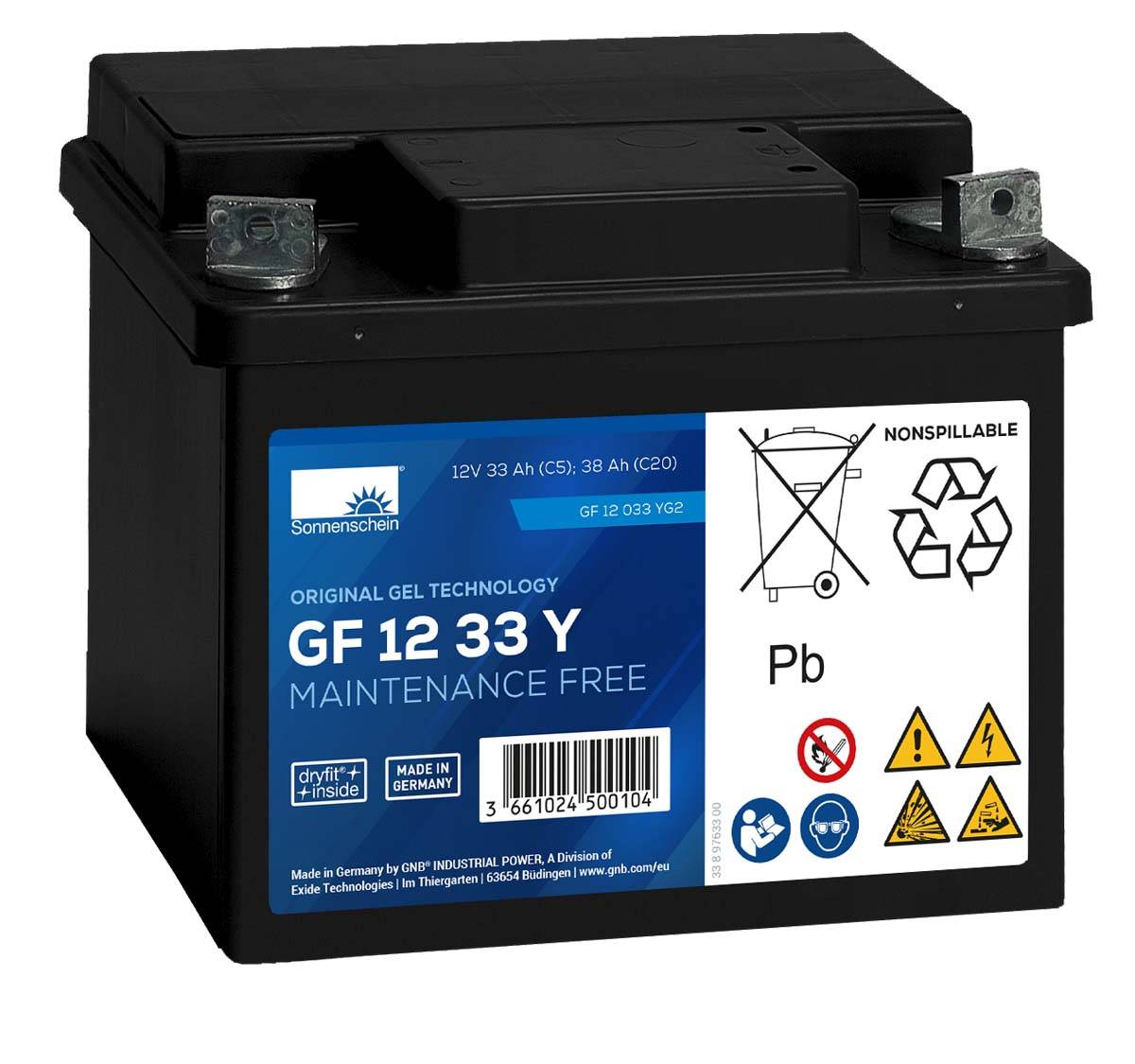 Exide Sonnenschein GF 12 033 Y G2 batteria trazione al piombo gel dryfit 12V 32,5Ah (5h)