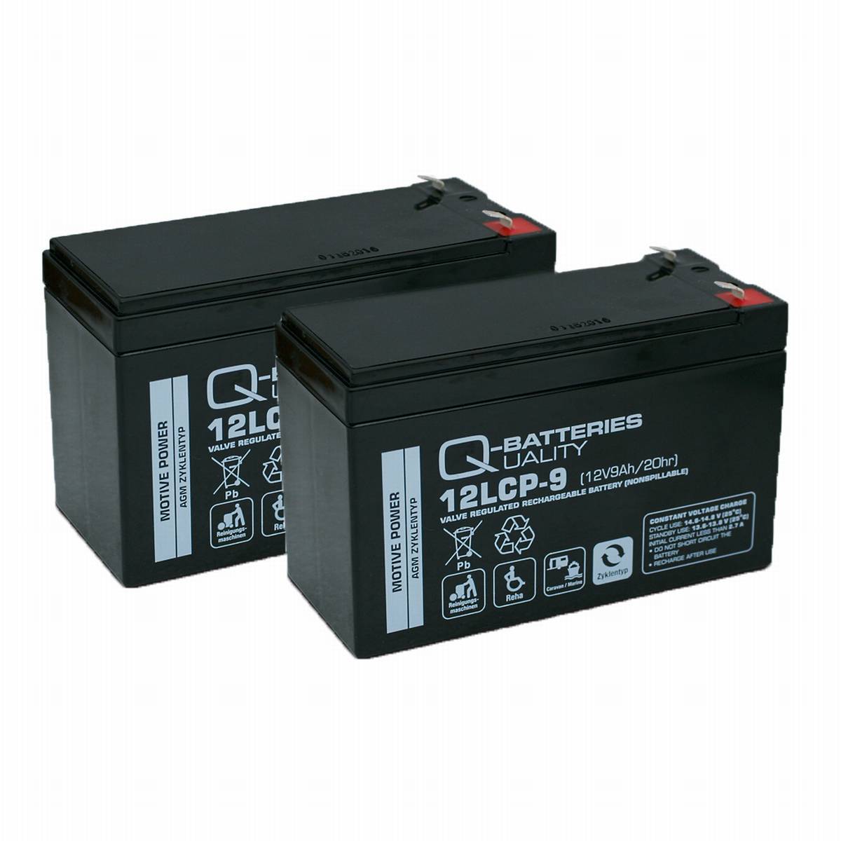 Q-Batteries Batteria di ricambio per Stairlifter 24V 9Ah (2 x 12V)