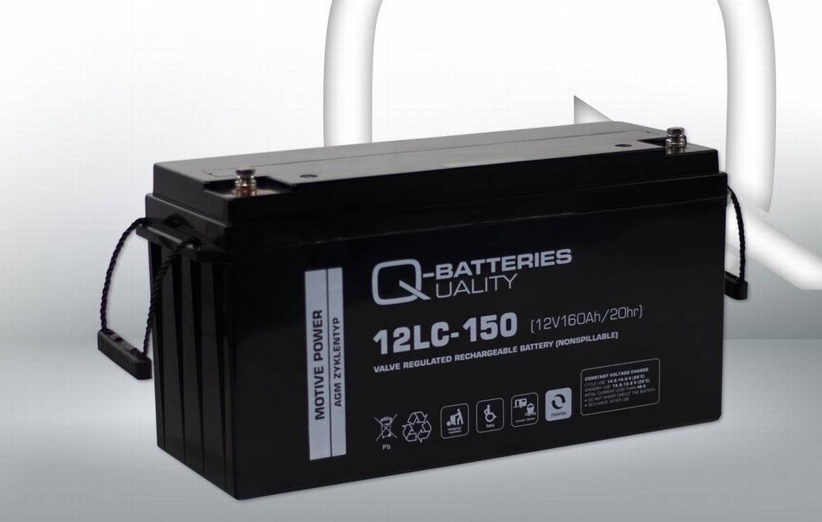Q-Batterie 12LC-150 12V 160Ah batteria al piombo tipo AGM - Deep Cycle