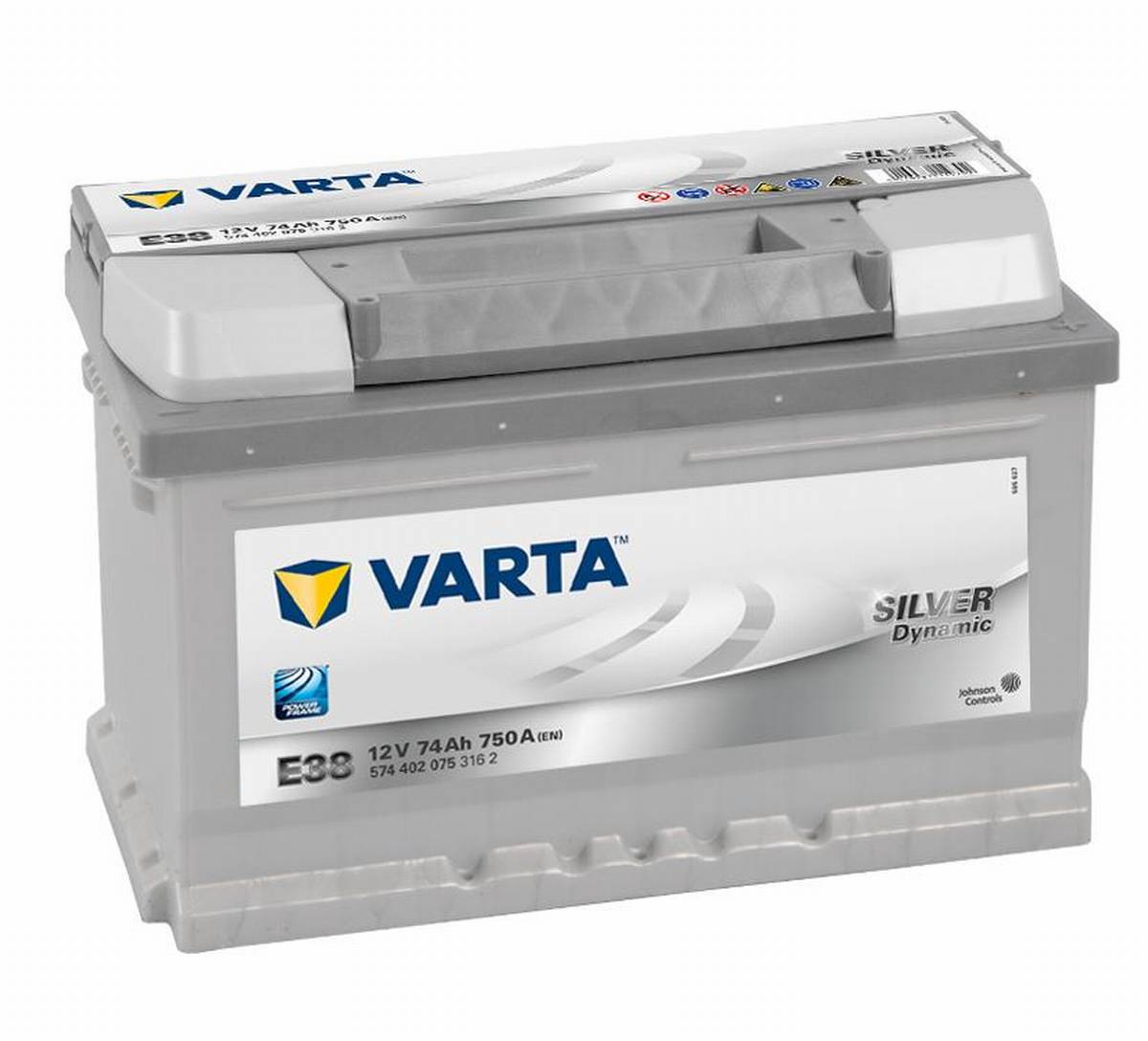 VARTA E38 Silver Dynamic 12V 74Ah 750A batteria auto 574 402 075