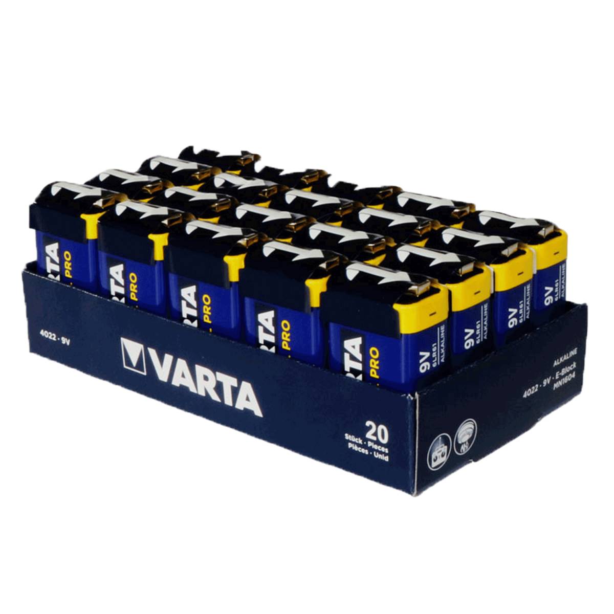 Varta Industrial Pro 9V Block Battery 4022 20 pezzi (Vassoio)