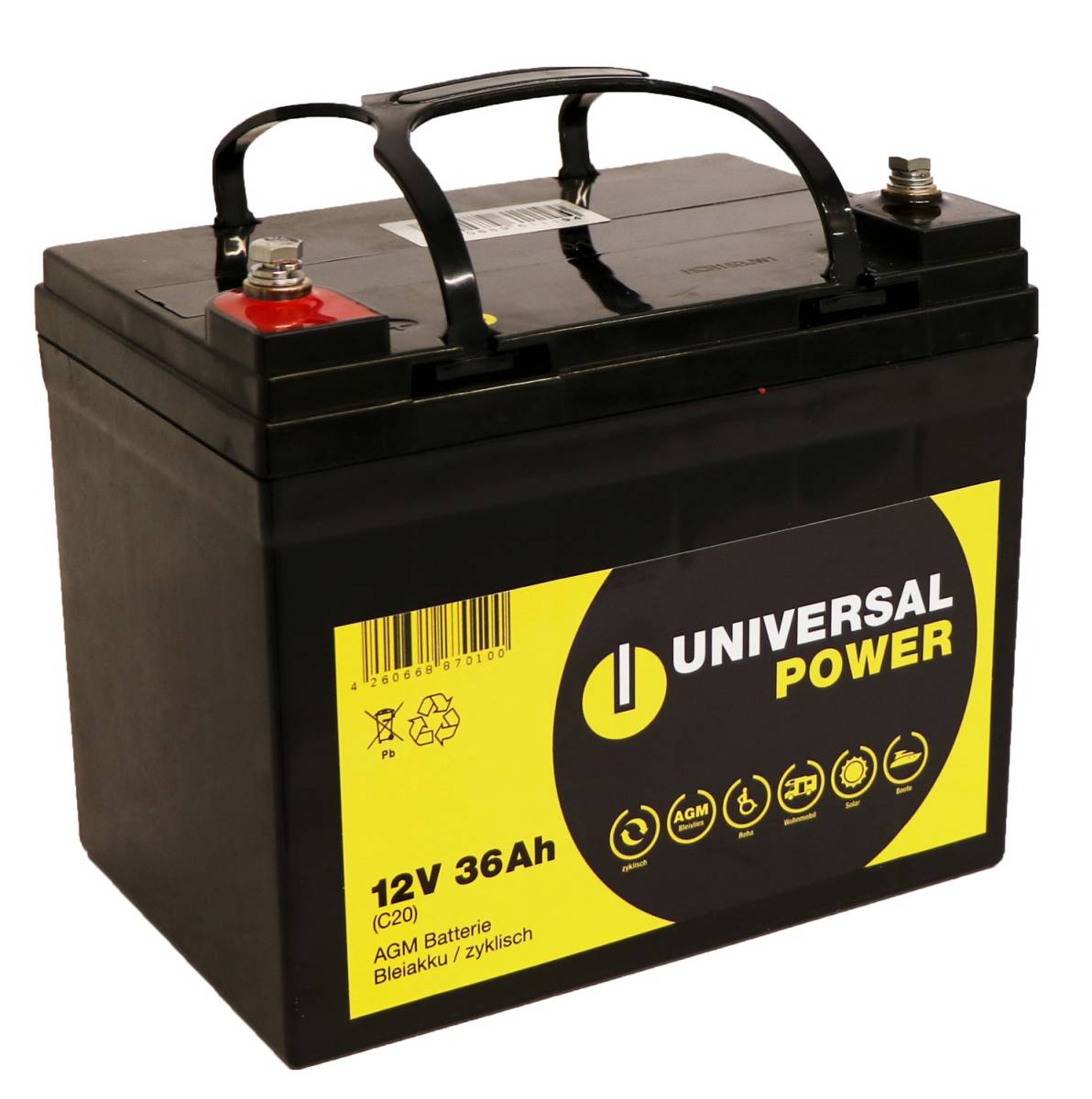 Universal Power 12-36 12V 36Ah AGM Batteria per tosaerba
