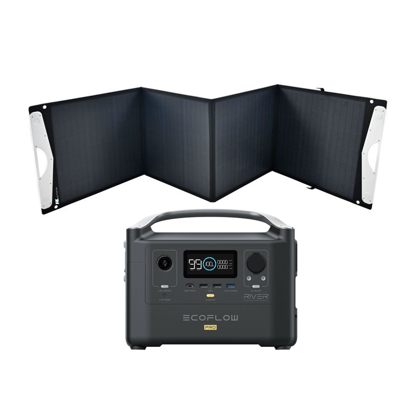 Kit Ecoflow River Pro Powerstation con borsa solare a-TroniX Vario 200 W con cavo di collegamento