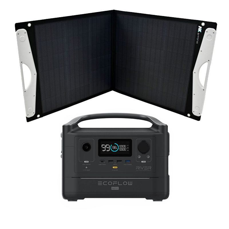 Kit Ecoflow River Max Powerstation con borsa solare a-TroniX vario 100W con cavo