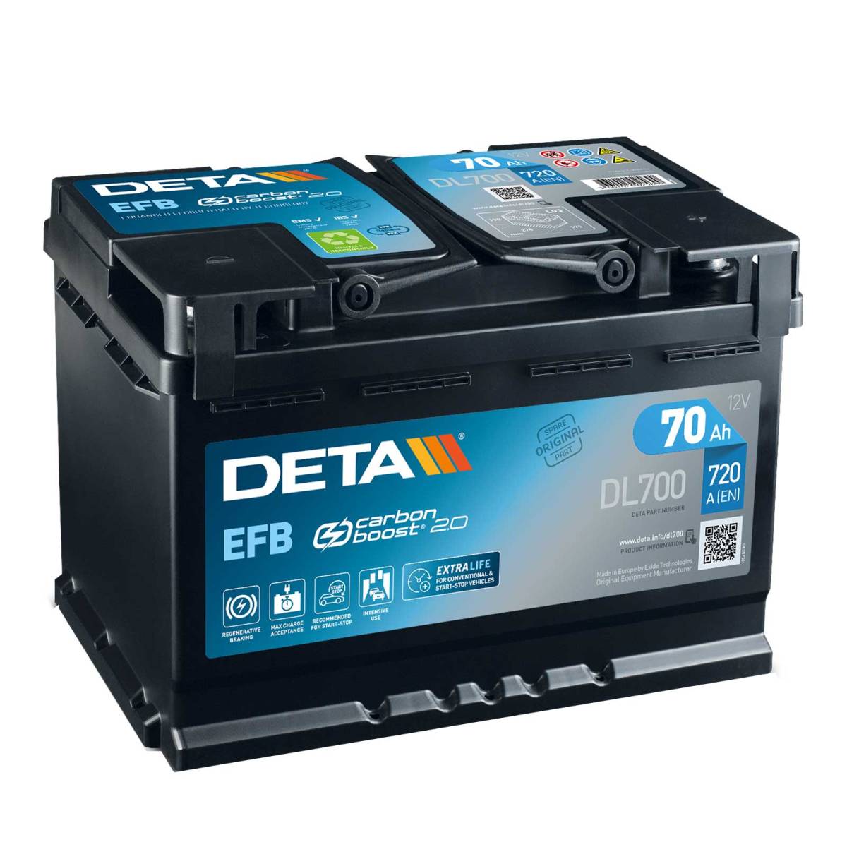 Batteria auto DETA DL700 Start-Stop EFB 12V 70Ah 720A ordina su Batterie -Online.it