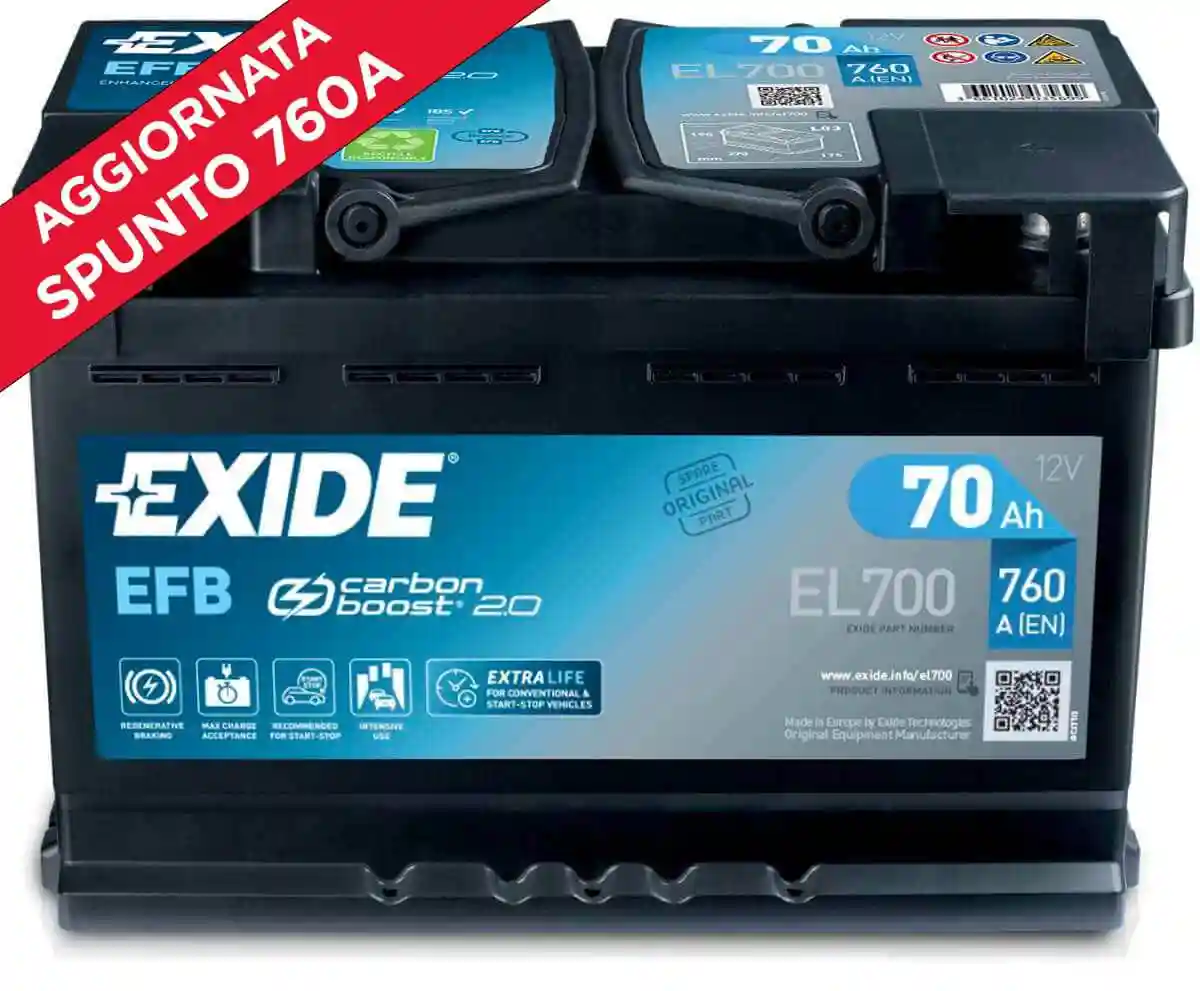 Batteria per auto Exide EL700 Start-Stop EFB 12V 70Ah 720A ordina su