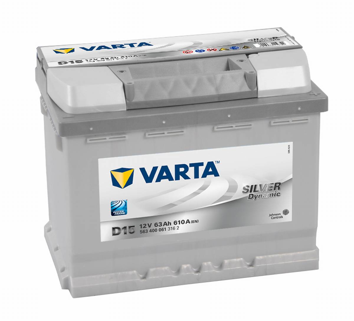 VARTA D15 Silver Dynamic 12V 63Ah 610A batteria auto 563 400 061