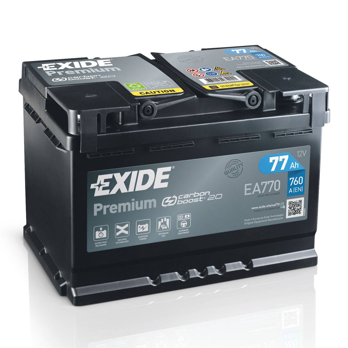 Exide EA770 Premium Carbon Boost 12V 77Ah 760A batteria auto
