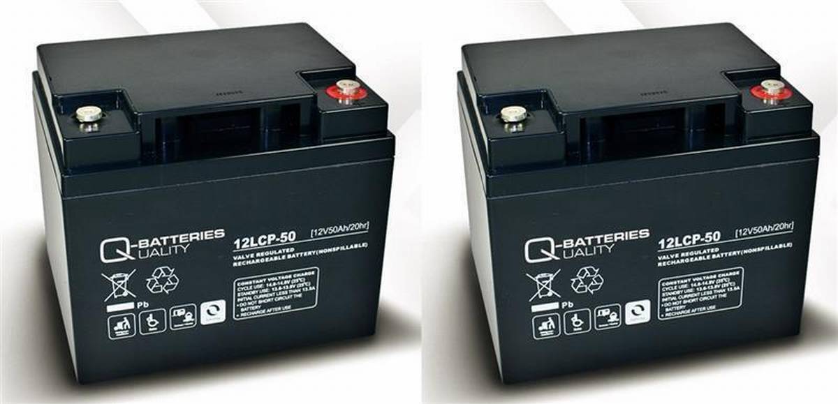 Batteria di ricambio per Unirolle Scooter 2 pezzi Q-Batterie 12LCP-50 12V 50Ah AGM batteria resistente al ciclo