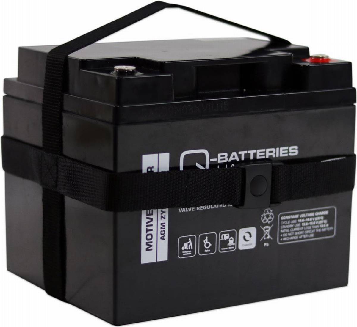 Q-Batteries 12LC-75 12V 77Ah AGM Lead Battery con cinghia di trasporto