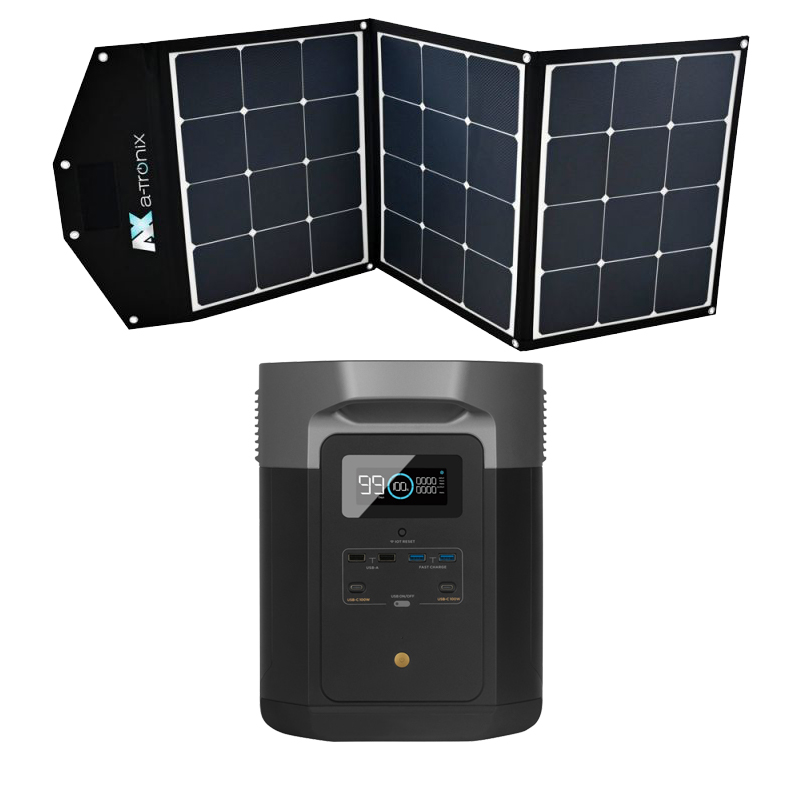 Kit Ecoflow Delta Max Powerstation con borsa solare a-TroniX 120 W incluso cavo di collegamento