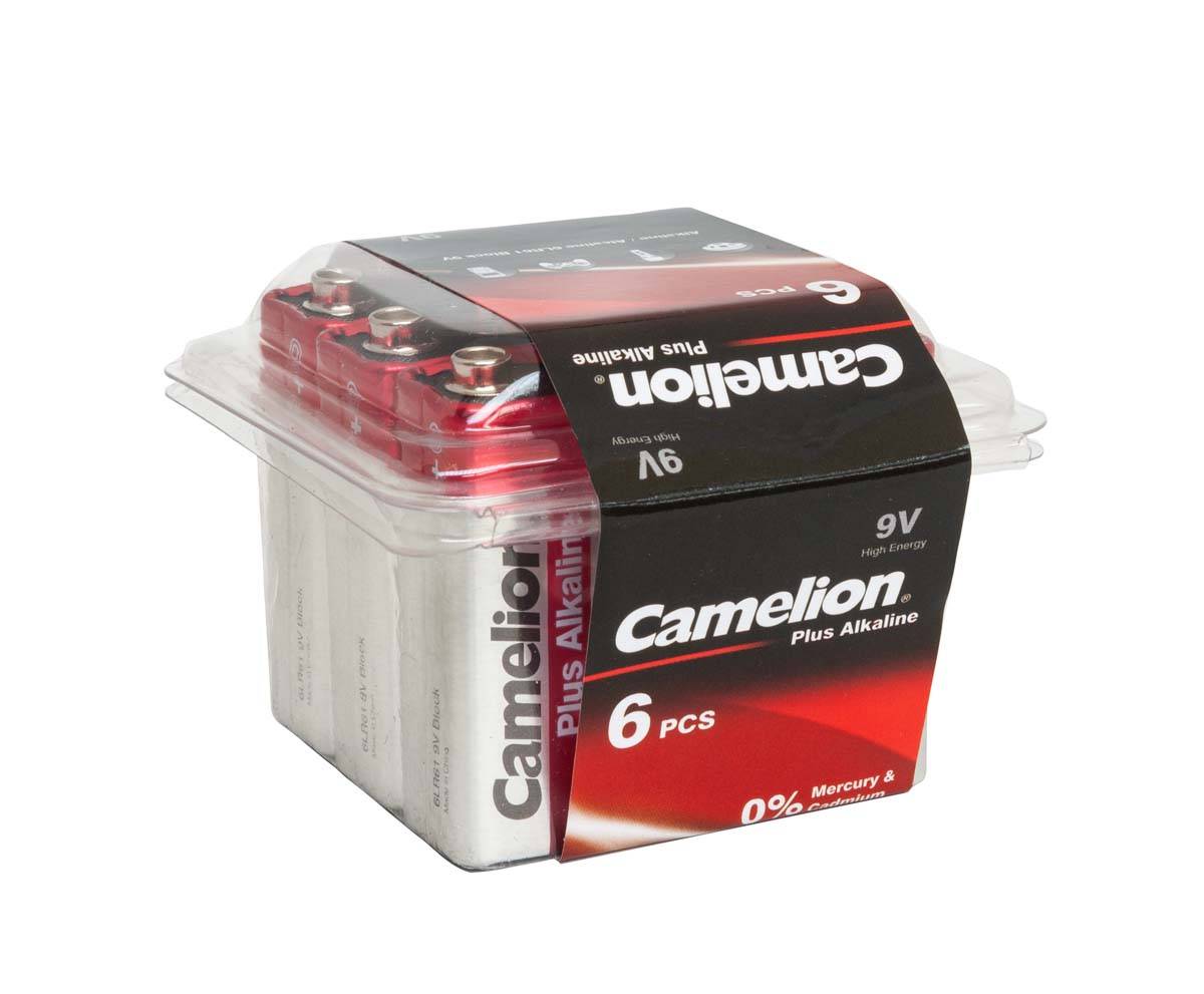 Camelion PLUS 6LR61 6LF22 9V blocco batteria alcalina (scatola di 6)