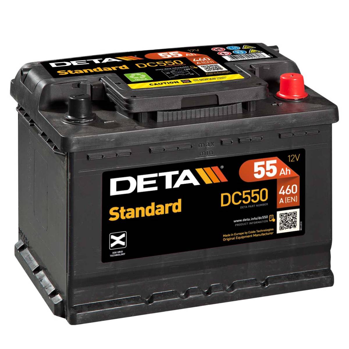 Batteria auto DETA DC550 Standard 12V 55Ah 460A ordina su