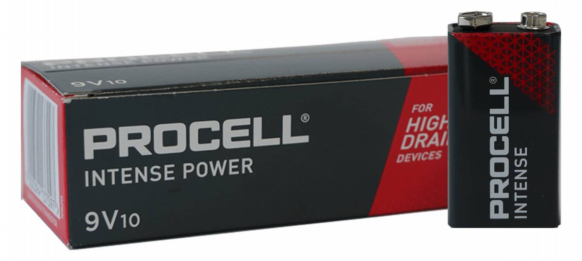 Duracell Procell Alkaline Intense Power 6LR61 9V Block MN 1604, 1.5V 10pcs. (scatola)
