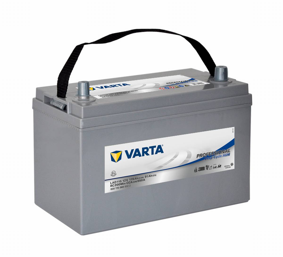Varta LAD115 Batteria professionale DC AGM 12V 115Ah 550A 830115060