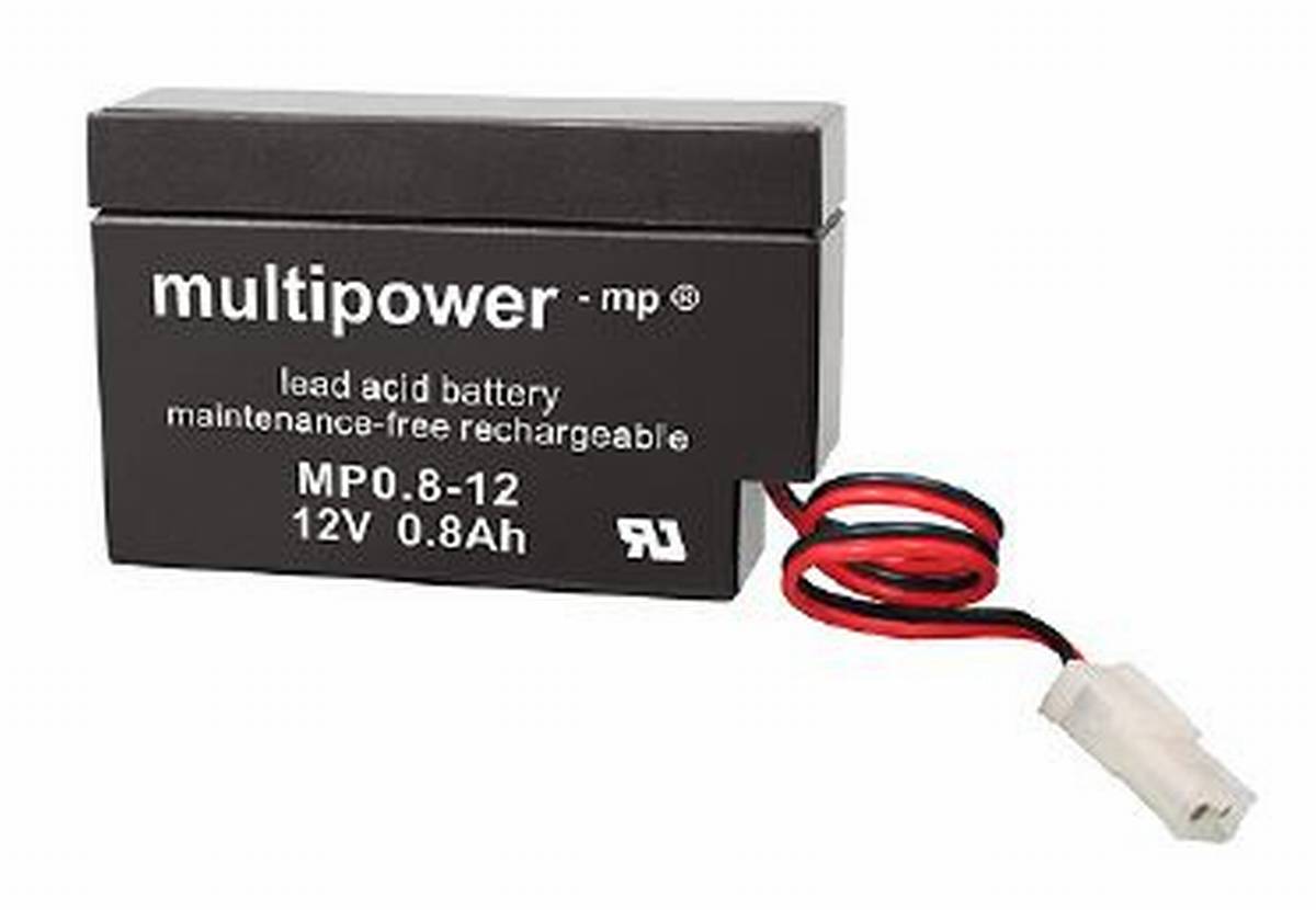 Multipower MP0,8-12 Batteria al piombo AGM 12V 0,8Ah con connettore AMP
