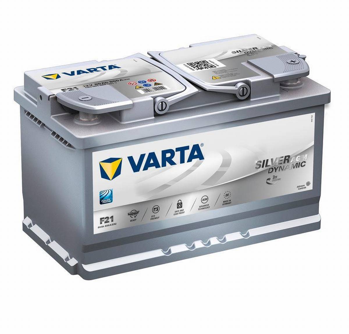 VARTA F21 Silver Dynamic AGM 12V 80Ah 800A Batteria auto Start-Stop 580 901 080