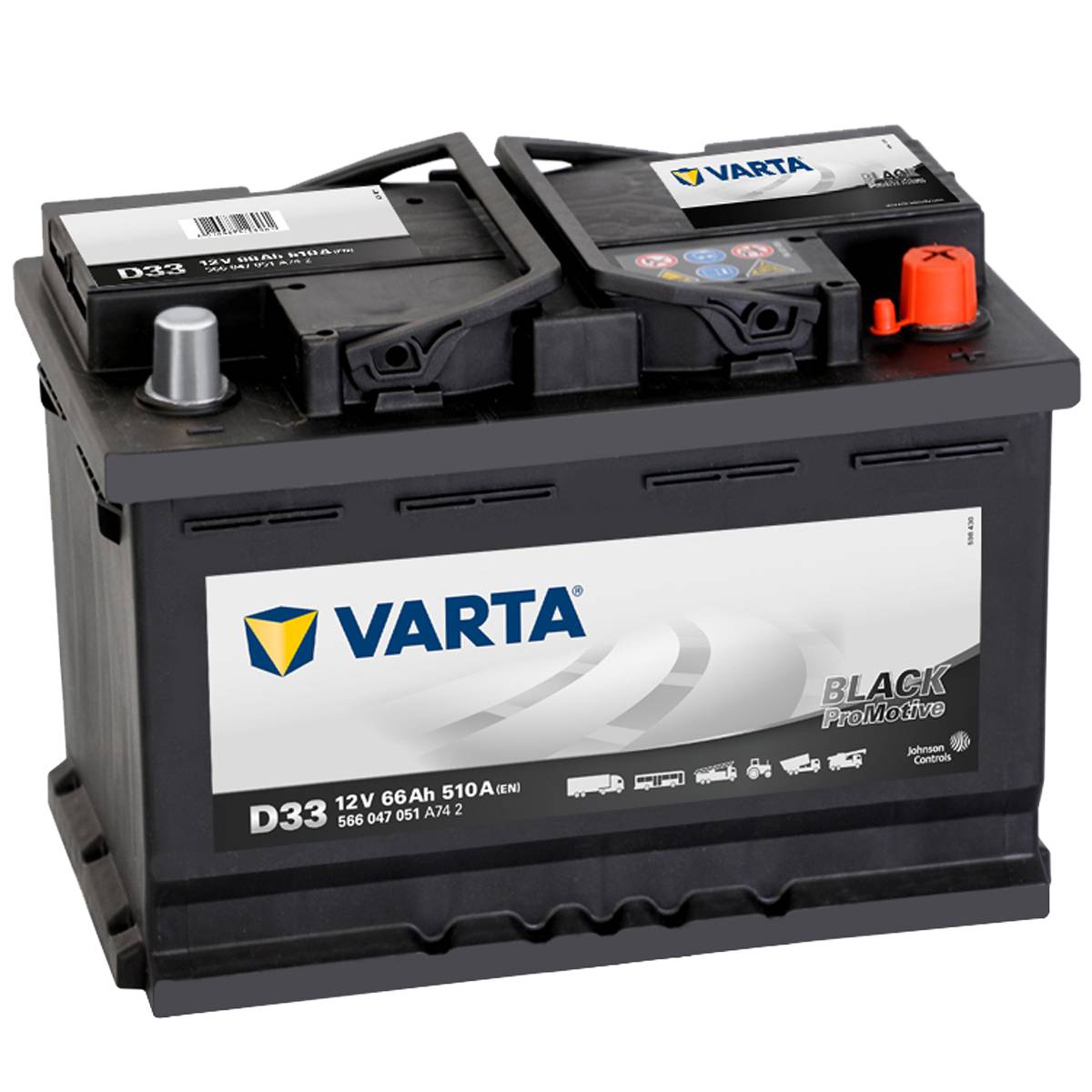 Varta D33 ProMotive Heavy Duty 12V V 66Ah 510A Truck Battery 566 047 051