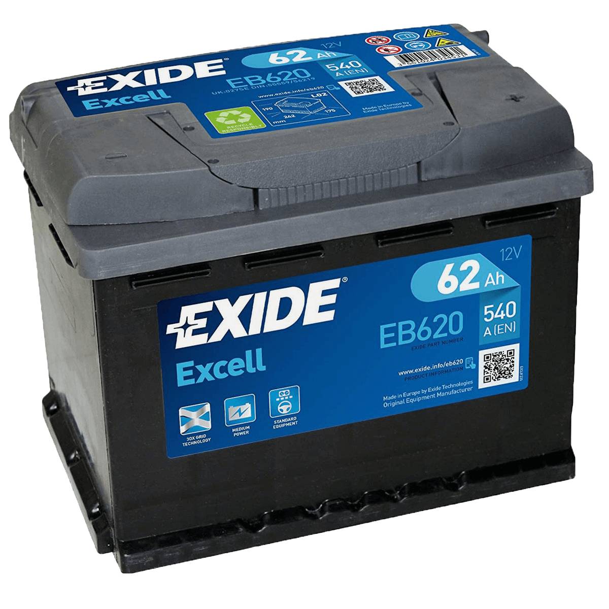 Batteria per auto Exide EB620 Excell 12V 62Ah 540A