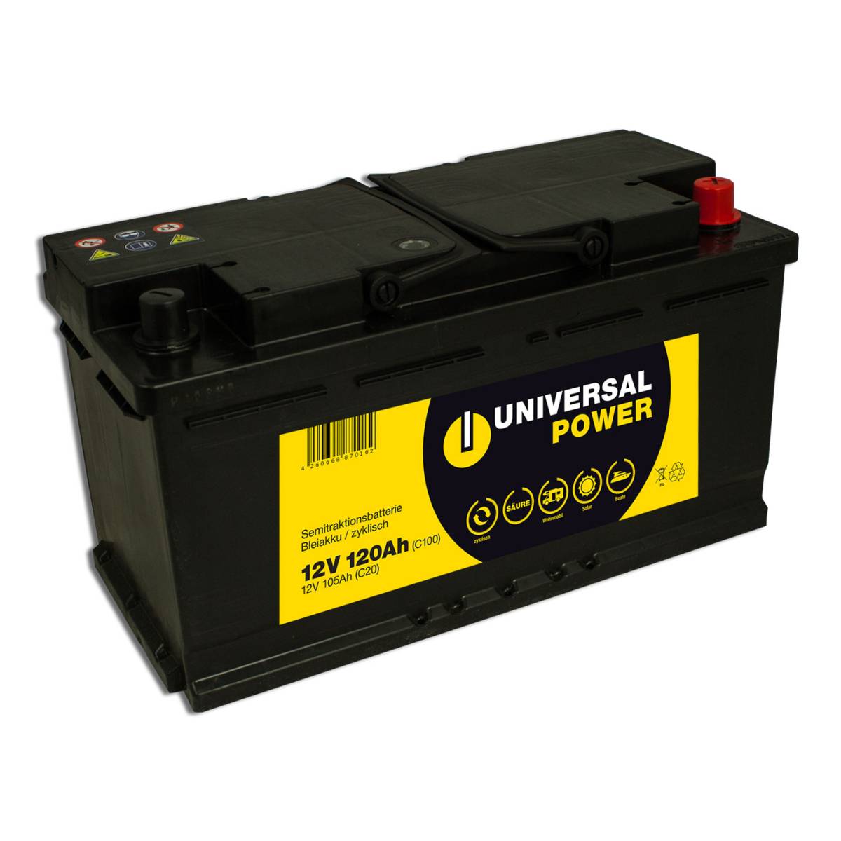 Universal Power Semitraction UPA12-120 12V 120Ah (C100) Batteria solare deep cycle