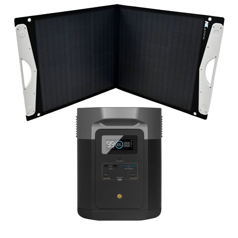 Kit Ecoflow Delta Max Powerstation con borsa solare a-TroniX Vario 100 W con cavo di collegamento