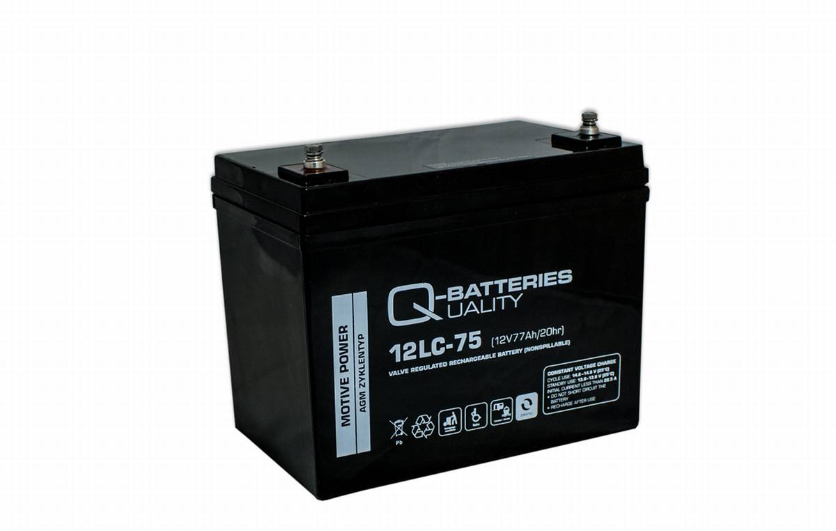 Q-Batterie 12LC-75 12V 77Ah batteria al piombo tipo AGM - Deep Cycle