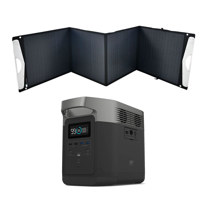 Kit Ecoflow Delta Powerstation con a-TroniX Solar bag 200 W incluso cavo di collegamento