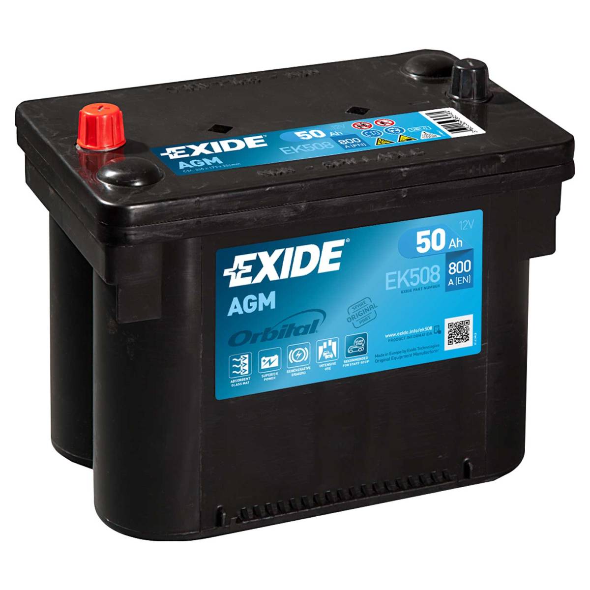 Exide EK508 Start-Stop Exide EK508 Orbital AGM 12V 60Ah 680A Car Battery