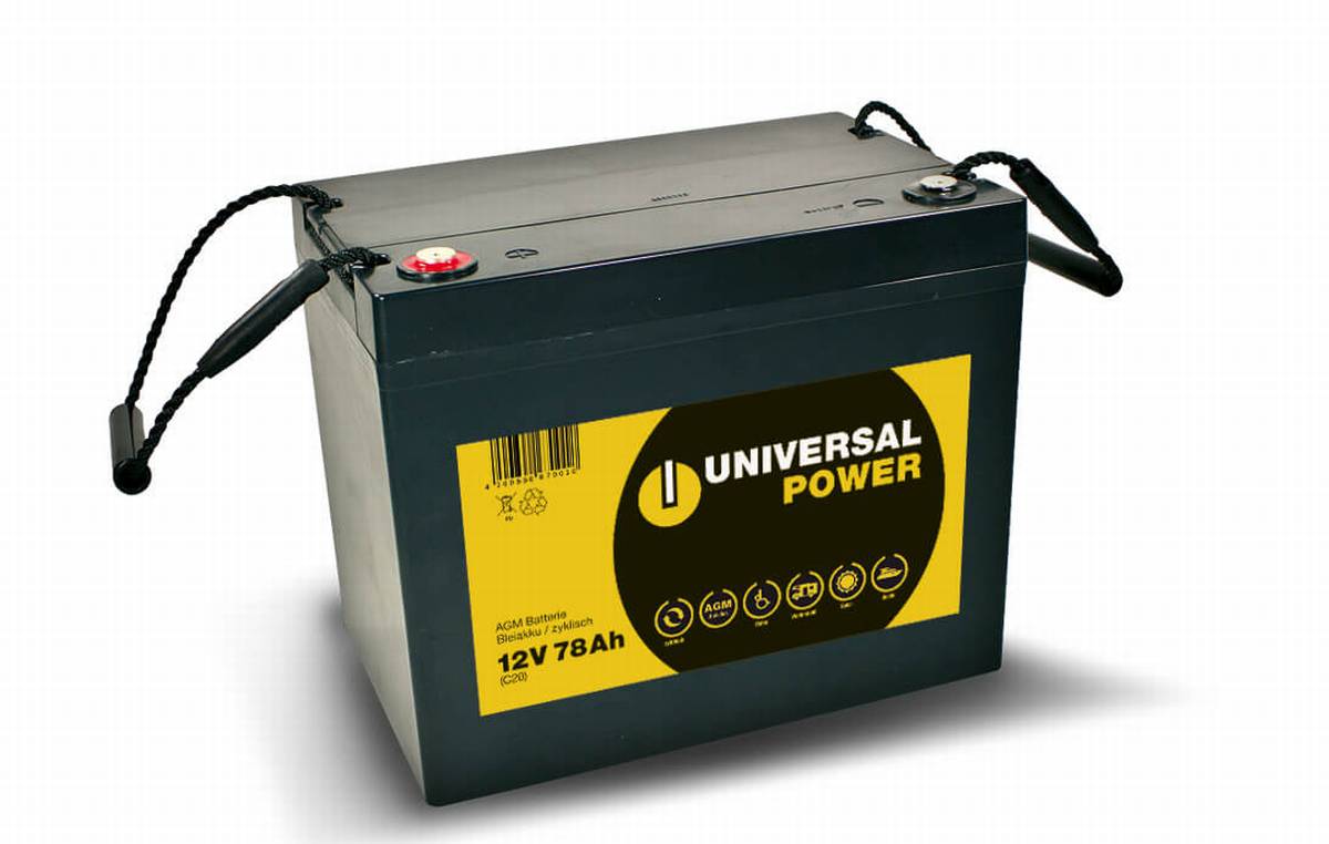 Universal Power AGM UPC12-75 12V 78Ah (C20) Batteria AGM per camper
