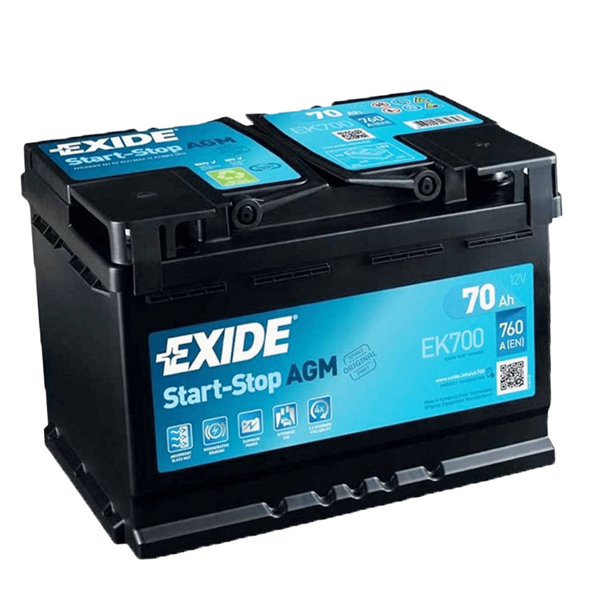 Exide EK700 Start-Stop AGM 12V 70Ah 760A batteria auto