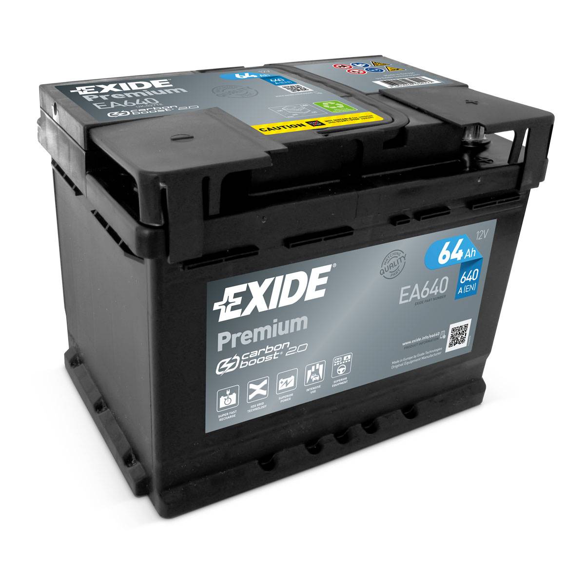 Batteria per auto Exide EA640 Premium Carbon Boost 12V 64Ah 640A