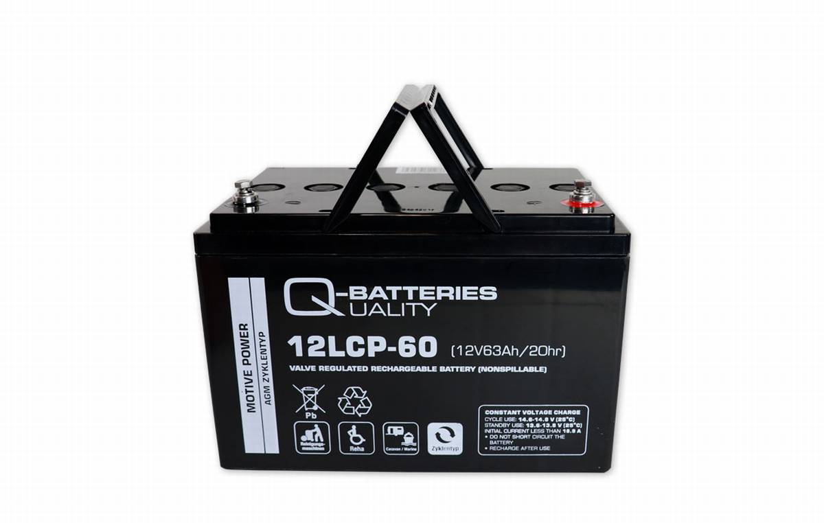 Q-Batterie 12LCP-60 12V 63Ah batteria al piombo tipo AGM - Deep Cycle